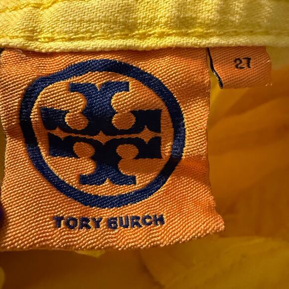 Tory Burch Bright Yellow Cropped Slom Boot Cut Jeans Size 27 (4) - Picture 7 of 11